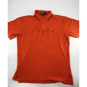 Ralph Lauren Polo Shirt Men Large Bright Orange Pony Logo Preppy Cotton Mesh